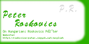 peter roskovics business card